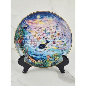 Wildlife & Marine Life Plate In The Beginning Wall Decor 8" Porcelain 80's Vtg